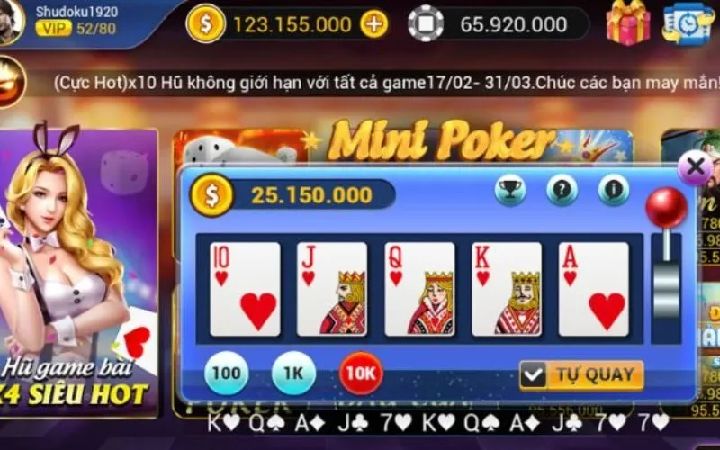 Mini Poker Zowin hấp dẫn mọi thành viên